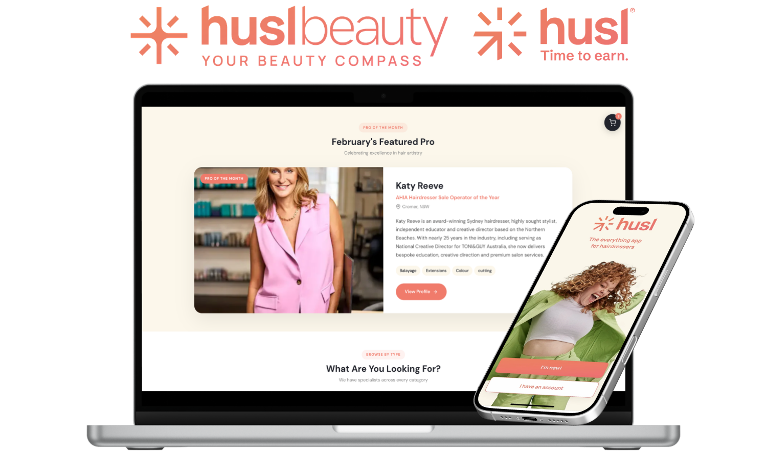 image of app screens of Husl FREE hairdresser Business Management App with product ordering